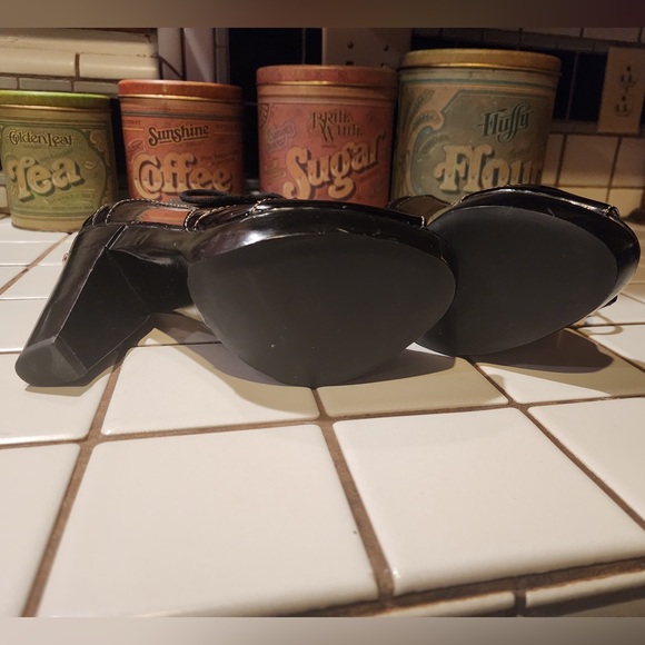 MICHAEL Michael Kors Peep Toe Oxford Black Patent Leather Heels 8.5 - Picture 12 of 12